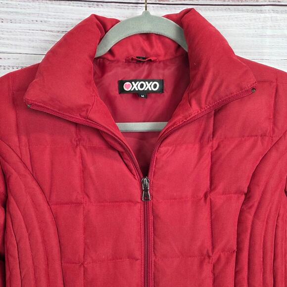 Womens Red Down Feather Puffer Coat M Cozy Warm Ski Snow Jacket Cabin Gorpcore - Picture 3 of 13